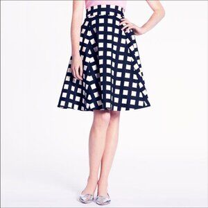 Kate Spade ♠️ Checkered Sadie A-Line Midi Flare Skirt, Black/Cream, Size XL